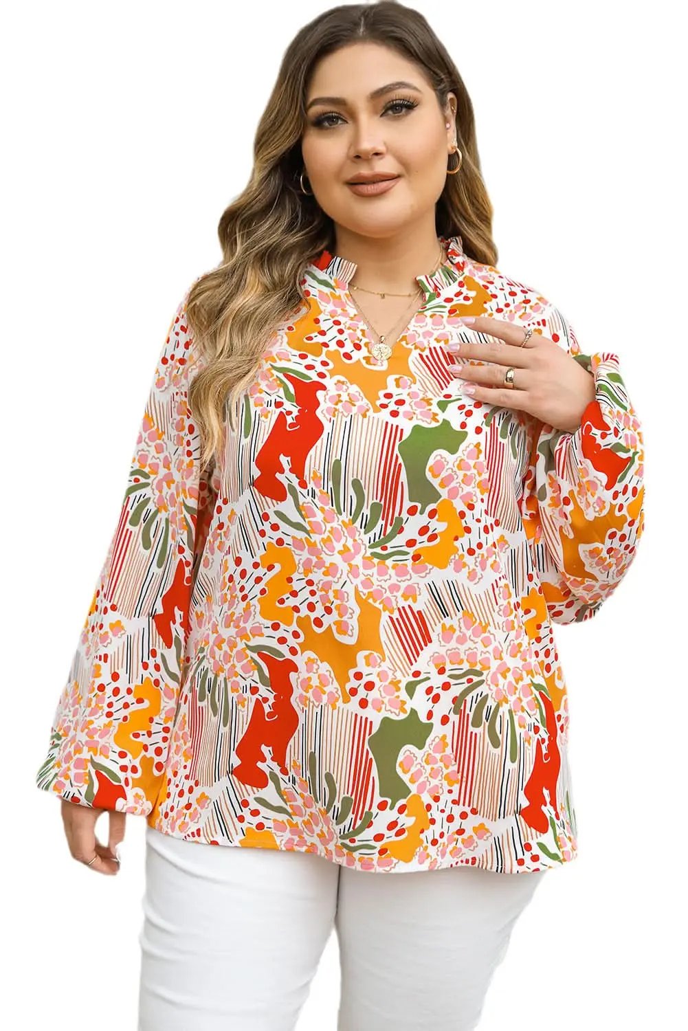 Floral abstract plus size blouse - Love Salve